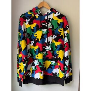 Hot Topic Mens Primary Color Cat Silhouette All Over Print Hoodie Medium Multi